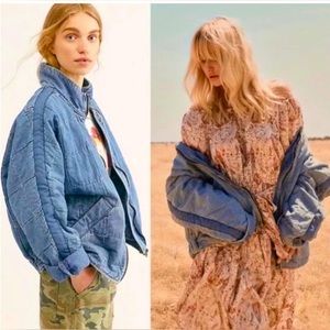 NWOT Free People Indigo Dolman Quilted Denim Jacket